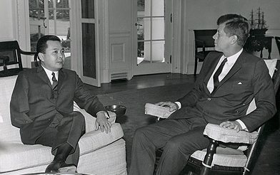Then-Congressman Inouye visits President Kennedy in the Oval Office in 1962.
