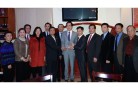 Members of the Chinese American Chamber of Commerce presented Minister Yang with a plaque. 