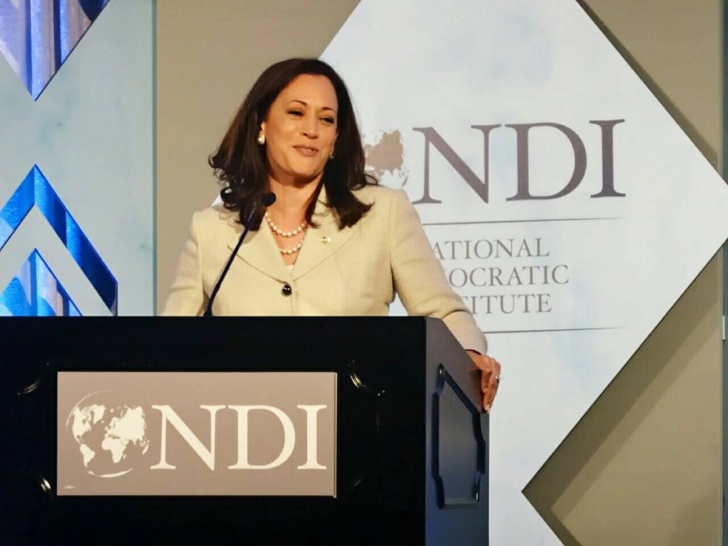 Senator Kamala Harris (Democrat - California), the first Indian-American elected to the upper chamber of the US Congress, delivering the keynote address at the 2017 Madeleine K. Albright Luncheon, inspiring the next generation of women leaders
