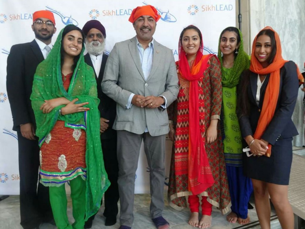 Democratic Congressman Ami Bera of California is flanked by SikhLEAD interns and leaders of SALDEF at the fourth annual Langar on Capitol Hill